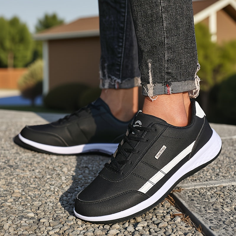 VanWeir Men'S Lightweight Running Shoes - Navy Blue & White, Stability Lace-Up Sneakers with MD/TPR Sole, Breathable Fabric Lining for Outdoor Sports, Hiking & Casual Wear, Hiking Footwear, Modern Sneakers, Secure Fit Footwea