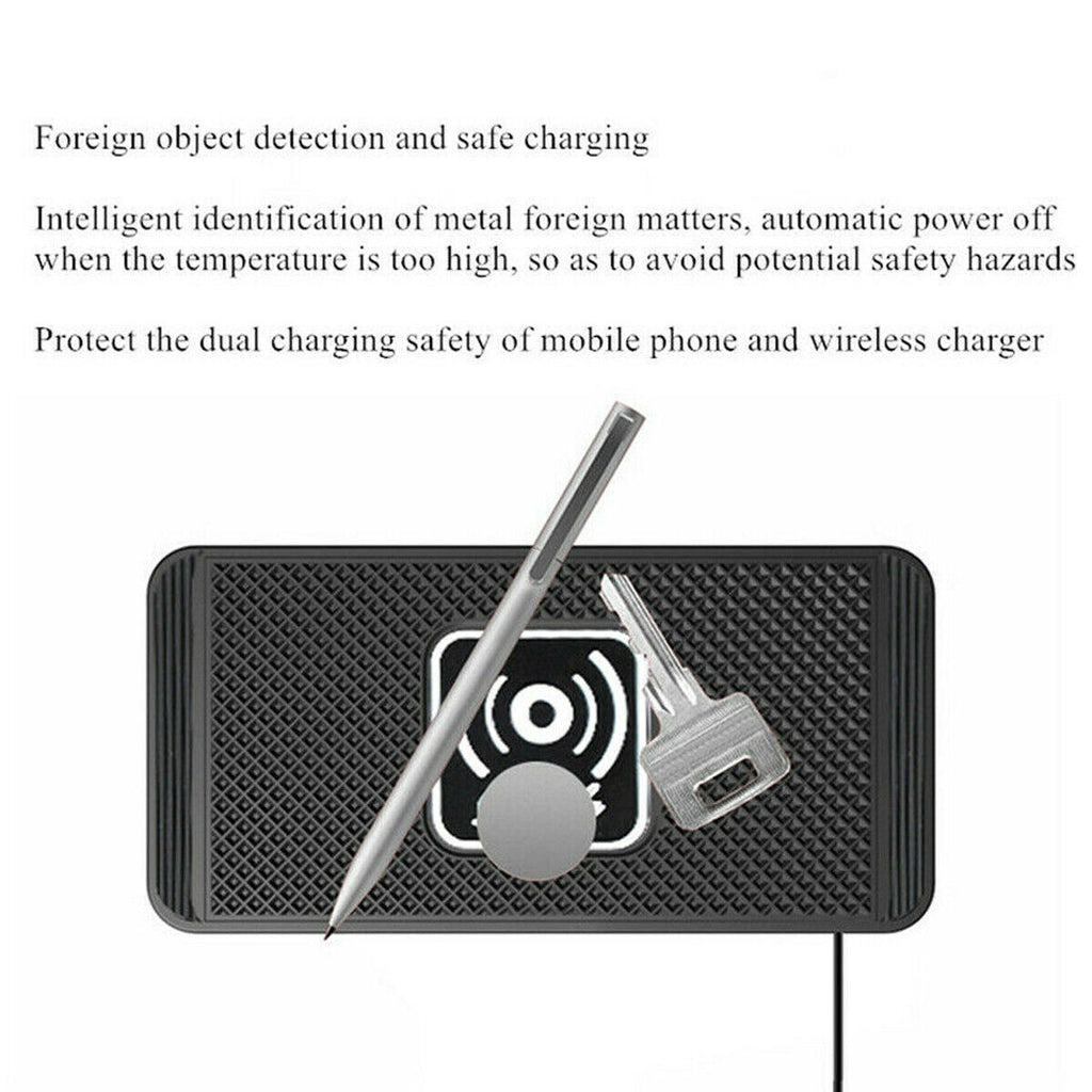 Wireless Car Charger, Fast Charging Board with USB Connector, Short Circuit Protection, Non-slip Phone Charging Pad, Without Battery