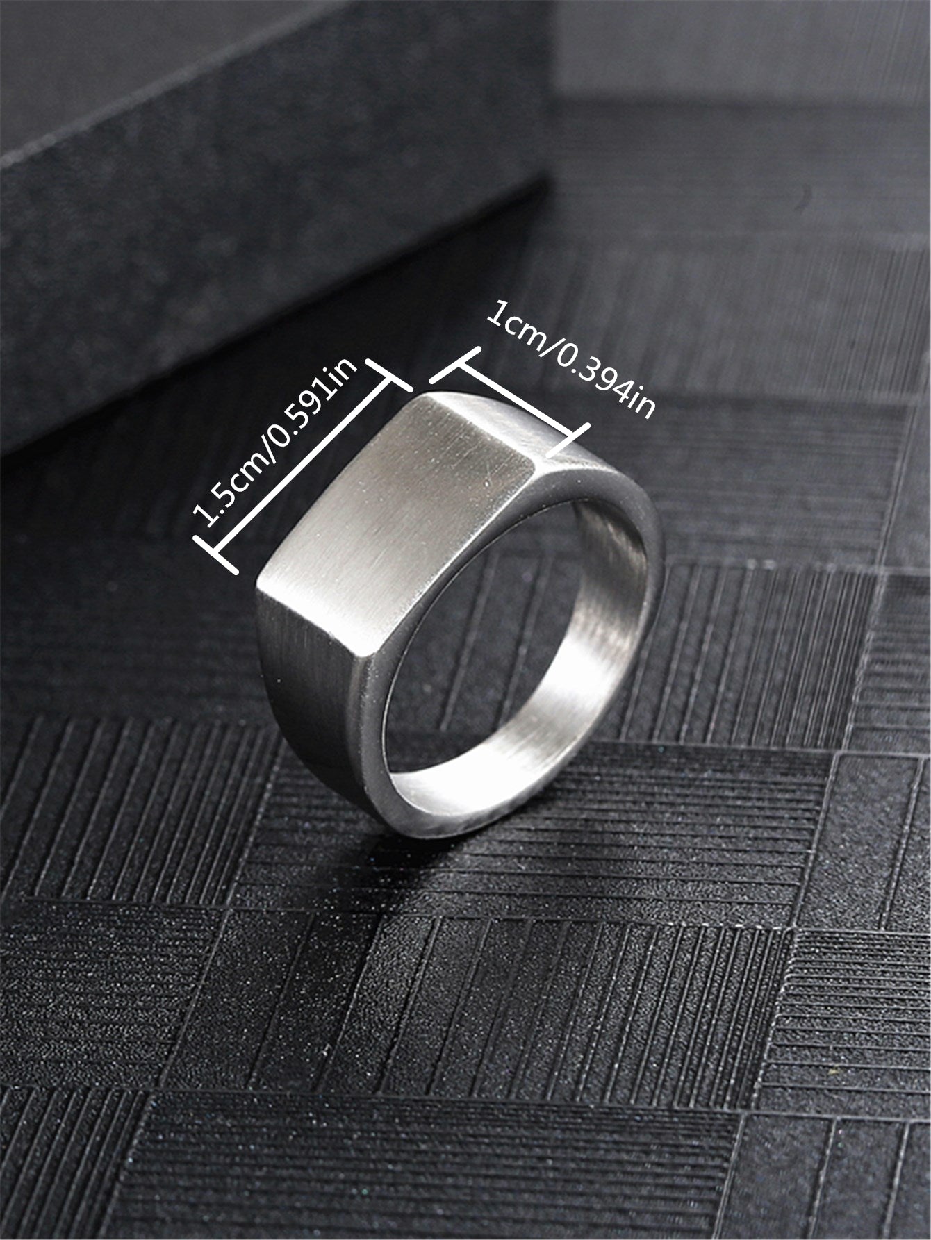 Simple Men's Stainless Steel Square Ring