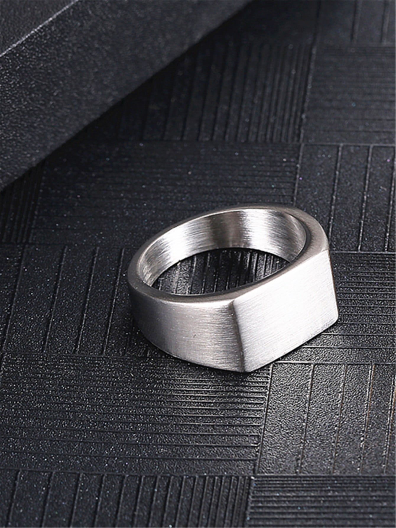 Simple Men's Stainless Steel Square Ring