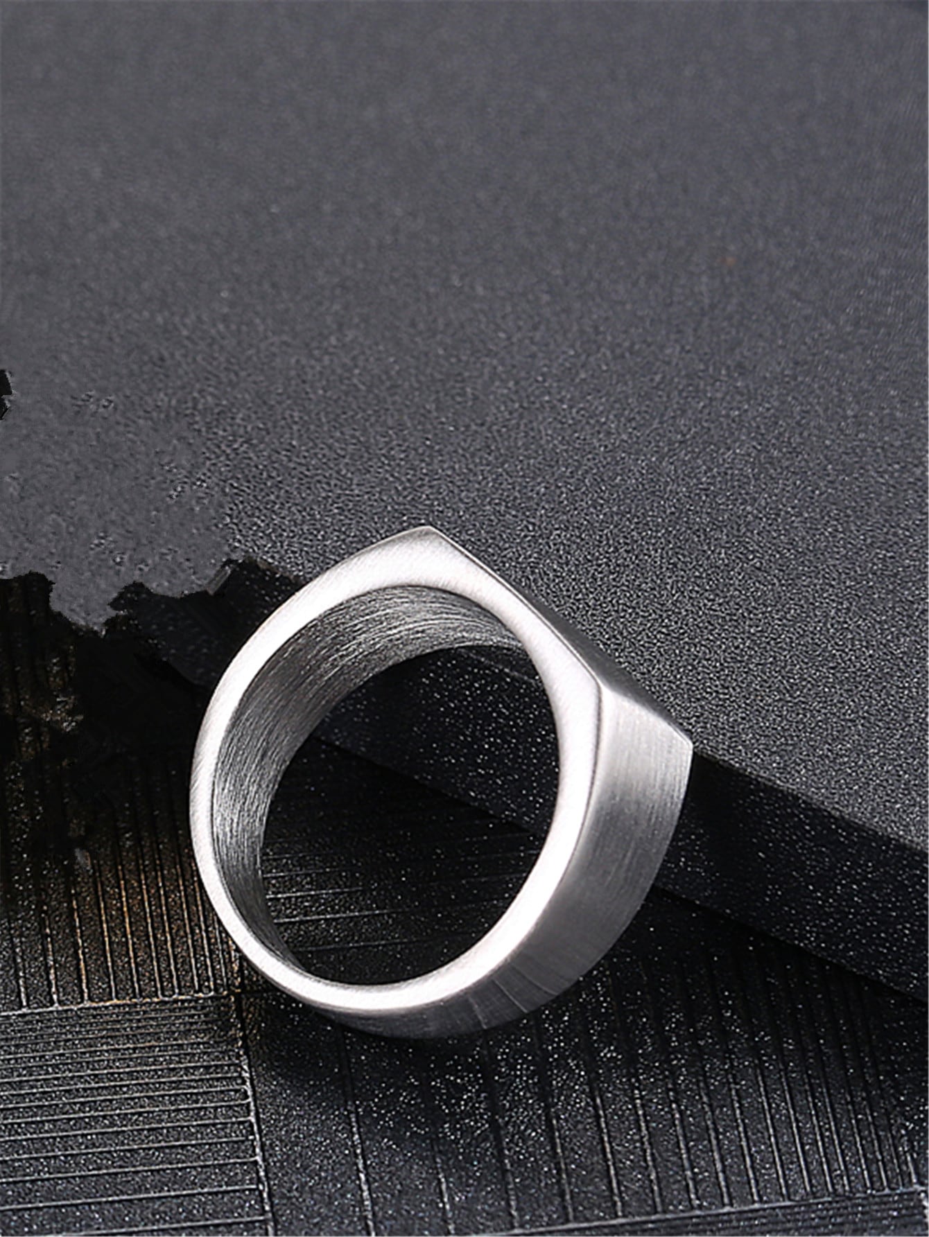 Simple Men's Stainless Steel Square Ring