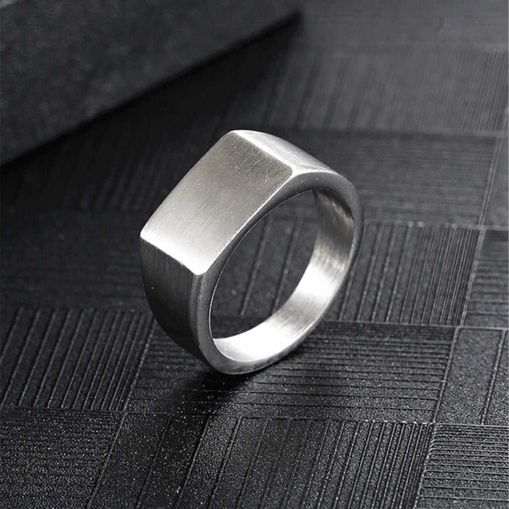 Simple Men's Stainless Steel Square Ring