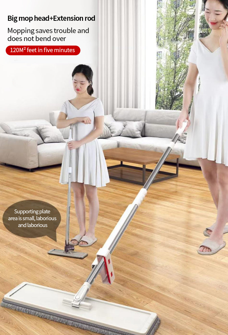59inch Hands-Free Flat Mop Set - Effortless Cleaning for Lazy Days - 3 Microfiber Pads, Super Absorbent, Dry & Wet Dual-Use - Hassle-Free Maintenance