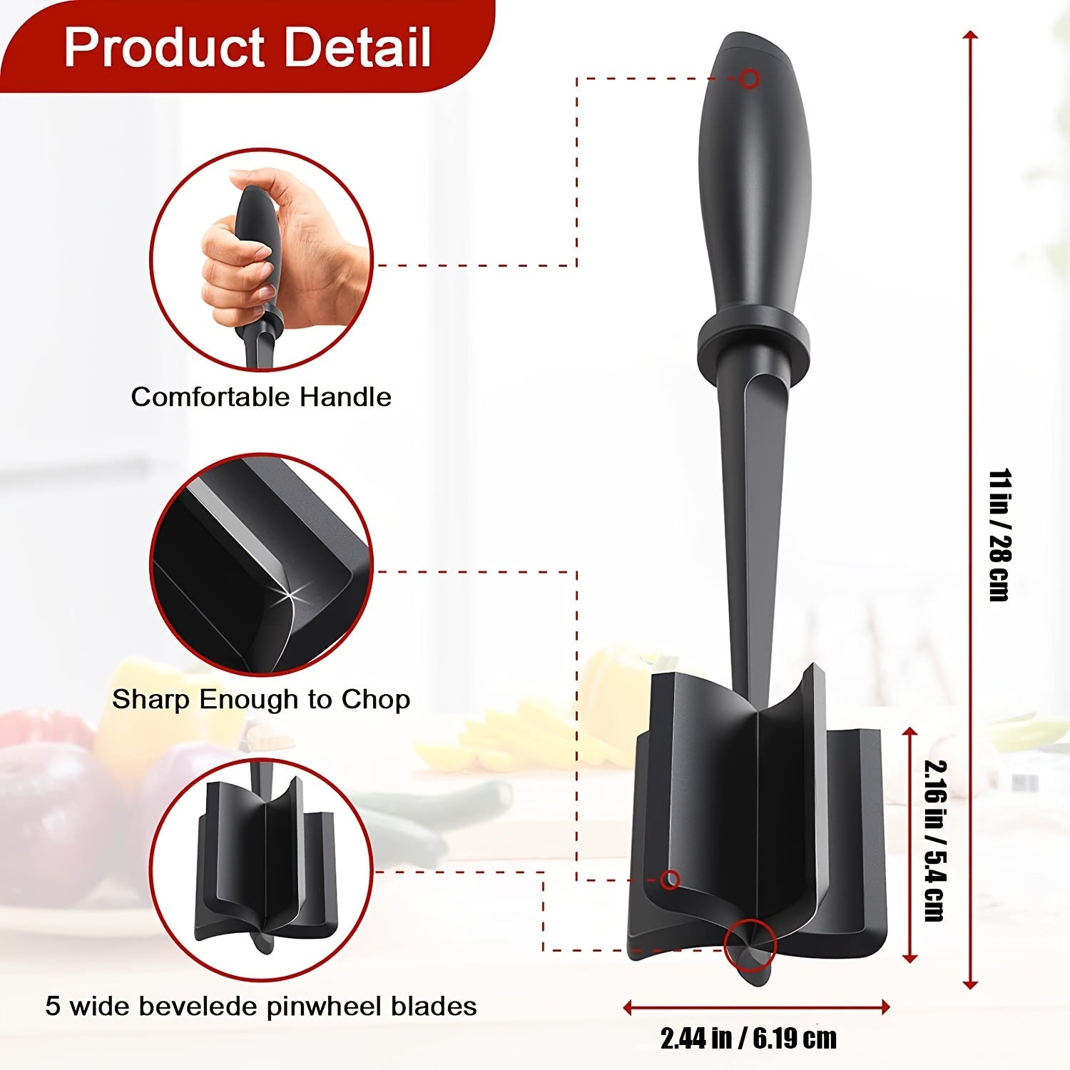 PANCERKA Manual Meat Shredder & Pulverizer - Heat-Resistant Polypropylene Hamburger Shredder with Non-Stick Surface, Ergonomic Handle & Dual Interchangeable Blades for Beef, Turkey, BBQ, Stovetop Use, Kitchen Gadgets | Sleek