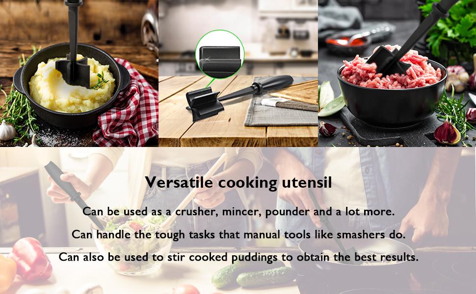 PANCERKA Manual Meat Shredder & Pulverizer - Heat-Resistant Polypropylene Hamburger Shredder with Non-Stick Surface, Ergonomic Handle & Dual Interchangeable Blades for Beef, Turkey, BBQ, Stovetop Use, Kitchen Gadgets | Sleek