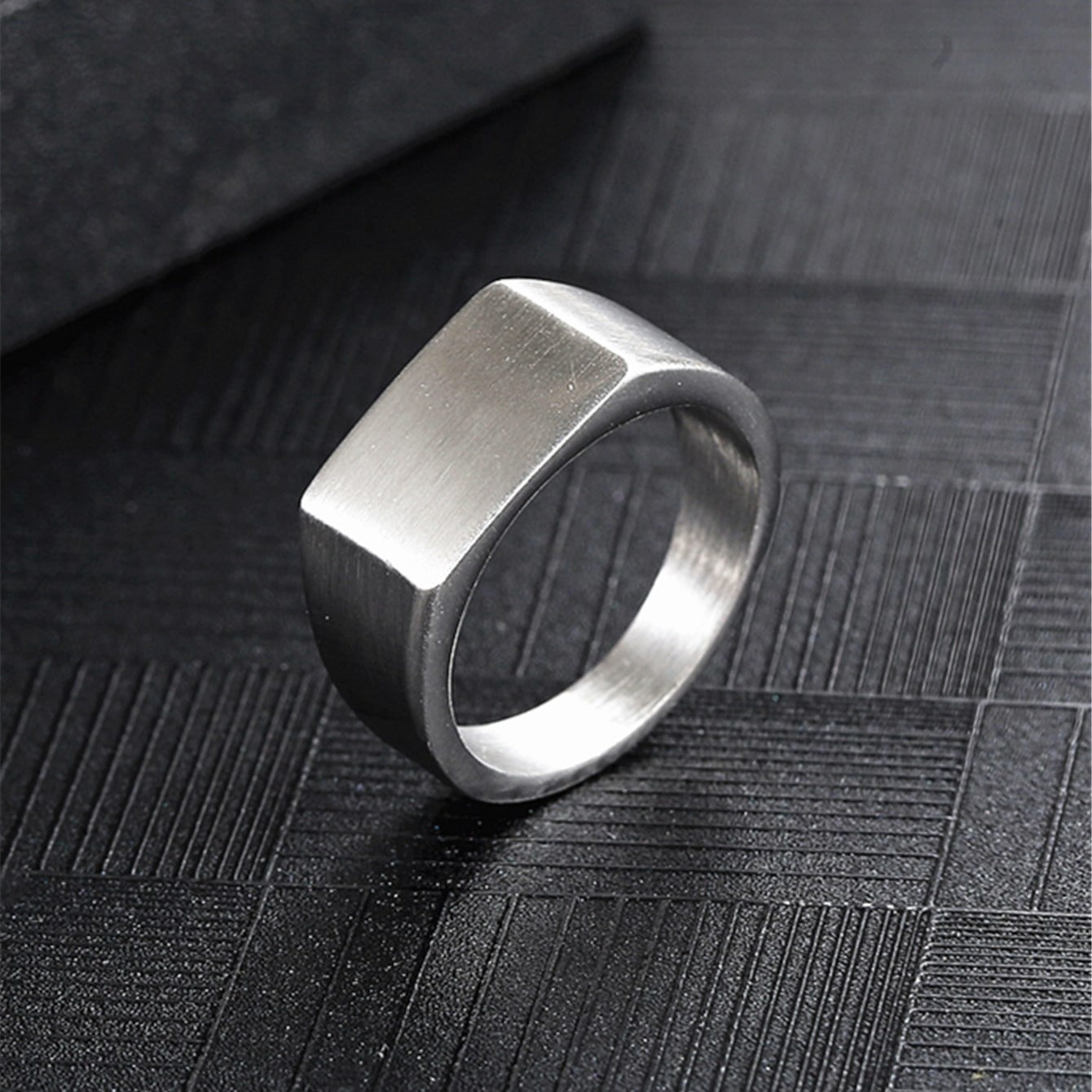 Simple Men's Stainless Steel Square Ring