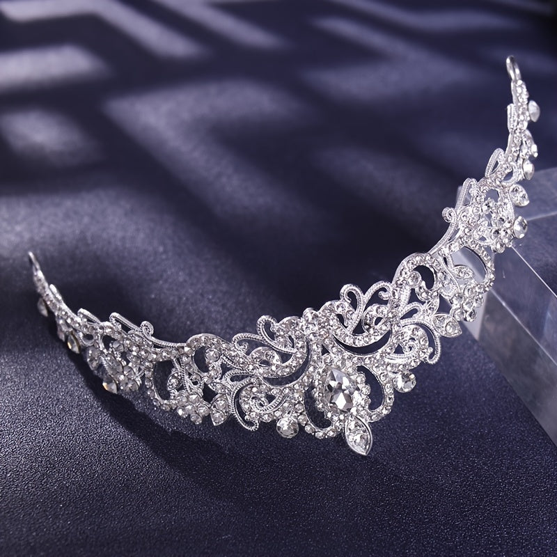 Baroque Crown And Tiara Golden Crystal Bride Wedding Queen Crowns Decorative Princess Tiaras Rhinestone Hair Accessories For Women And Girls