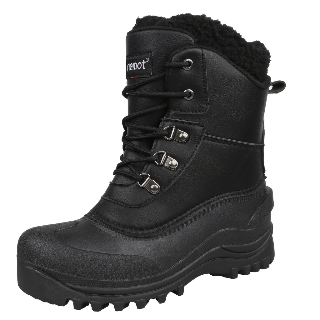 [Popular Choice] Riemot Men's High Quality Snow Boots - Durable, Non-Slip Traction Sole for Hiking, Trekking & Gardening - Warm Fleece Lined Ankle Support, Lace-Up Closure- Versatile All-Season Outdoor Footwear