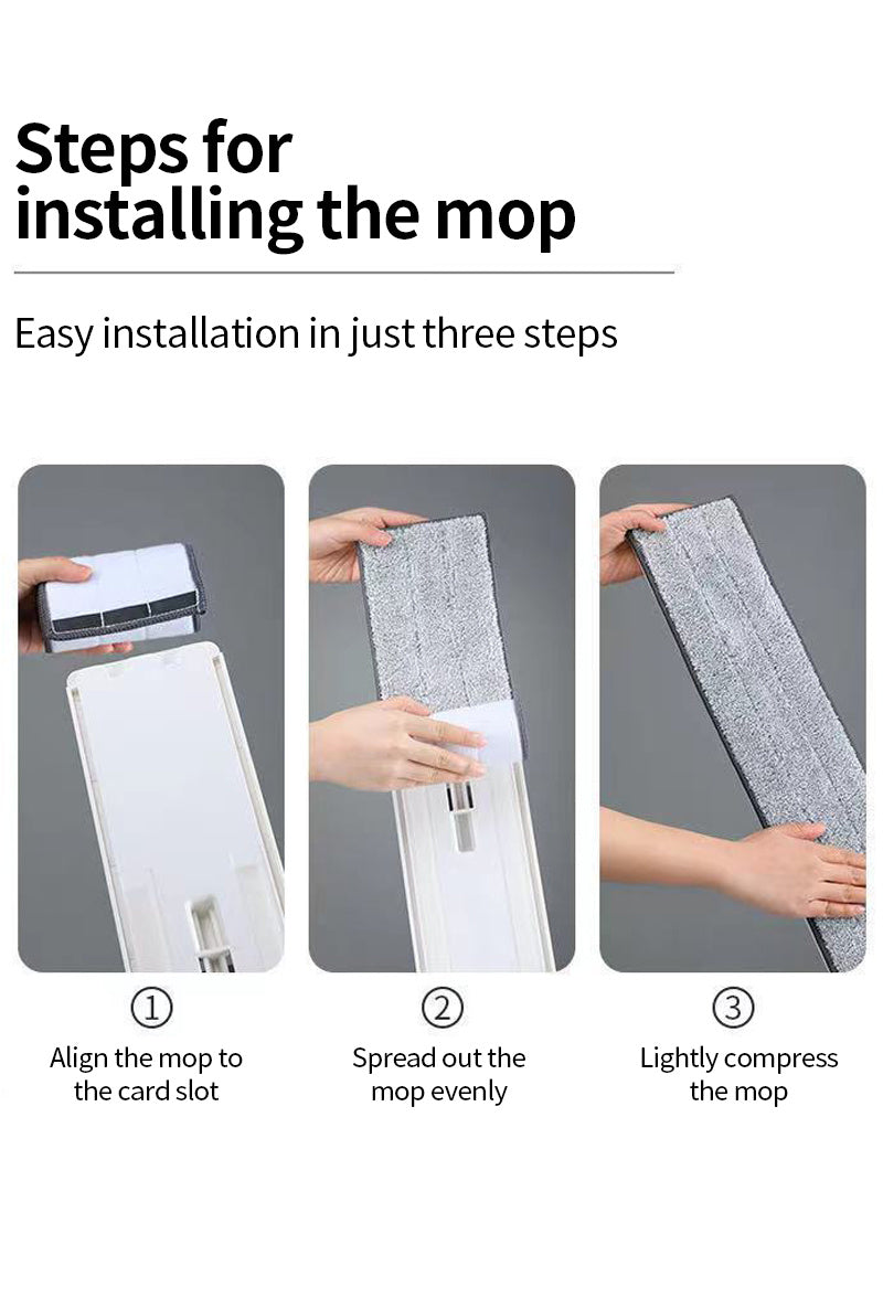 59inch Hands-Free Flat Mop Set - Effortless Cleaning for Lazy Days - 3 Microfiber Pads, Super Absorbent, Dry & Wet Dual-Use - Hassle-Free Maintenance