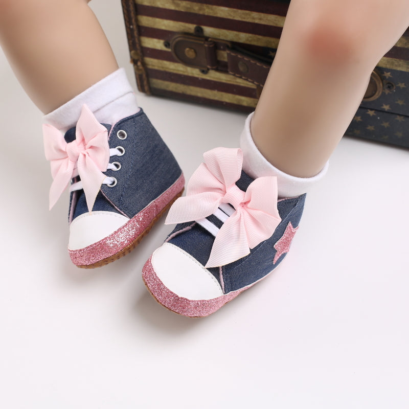 Baby Girl's Fashionable Five-Pointed Star Children's Sports Shoes Soft Sole Non-Slip First Pair Toddler Shoes