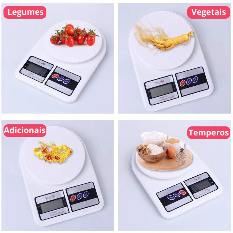 Balança Digital de Cozinha Alimentos Confeitaria Ingredientes SF 400 1g até 10 kg Culinária Função Tara Dosagem - ENVIO RAPIDO