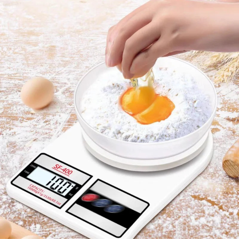Balança Digital de Cozinha Alimentos Confeitaria Ingredientes SF 400 1g até 10 kg Culinária Função Tara Dosagem - ENVIO RAPIDO