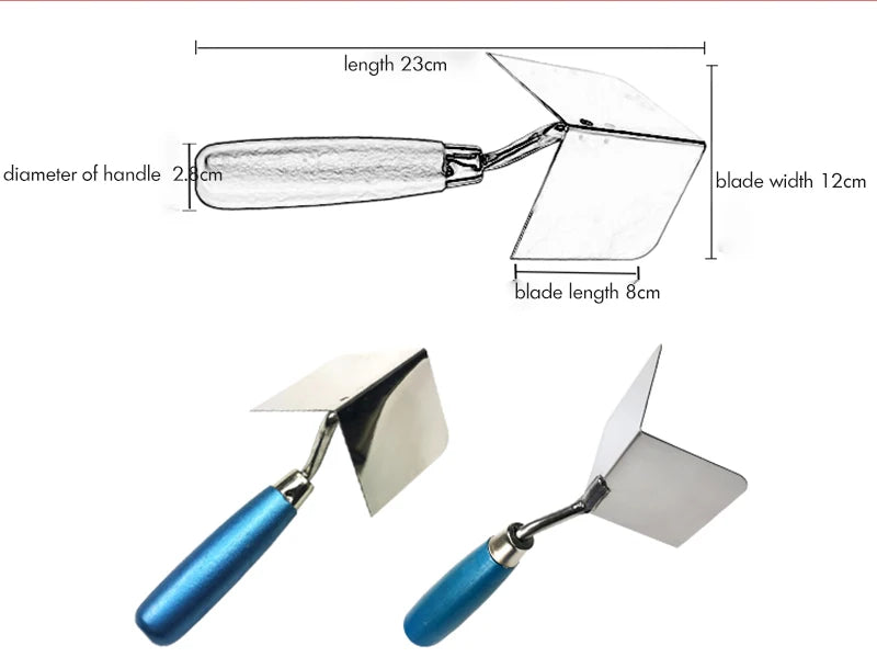Drywall Corner Tool, Outside / Inside Corner Knife, 8x6cm, Stainless Steel Corner Trowel For Drywall Gyprock Plasterboard