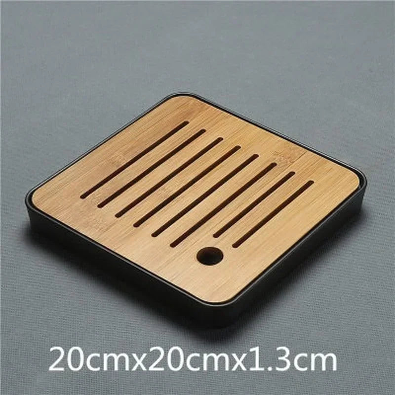 Removable Natural Bamboo Tea Tray Landscape Drawing Board Traditional Household TeaTray Removable TeaTray Chinese Kung Fu TeaSet