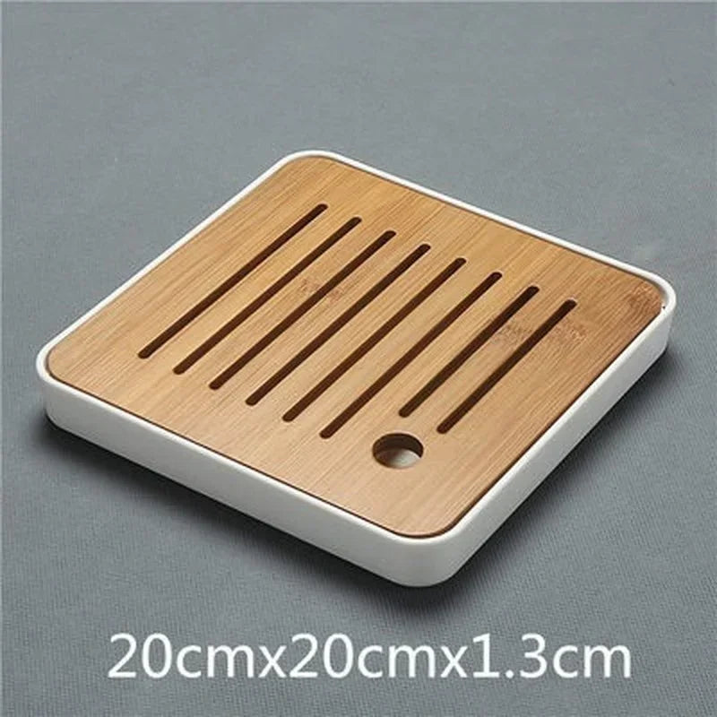 Removable Natural Bamboo Tea Tray Landscape Drawing Board Traditional Household TeaTray Removable TeaTray Chinese Kung Fu TeaSet