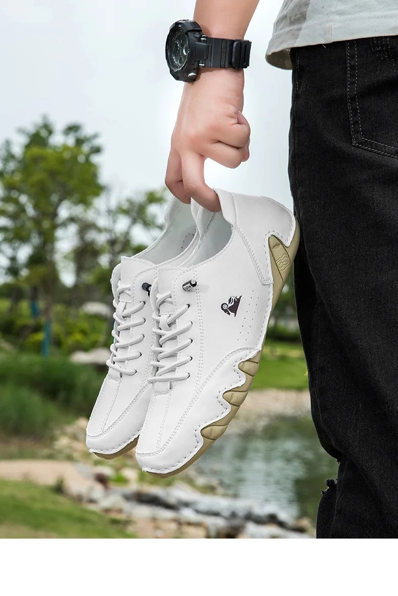 Men Casual Outdoor Fashion Sneakers Soft Leather Sneakers High Top Luxury Men Classic Walking Shoes Winter Motocross Boots 35-50