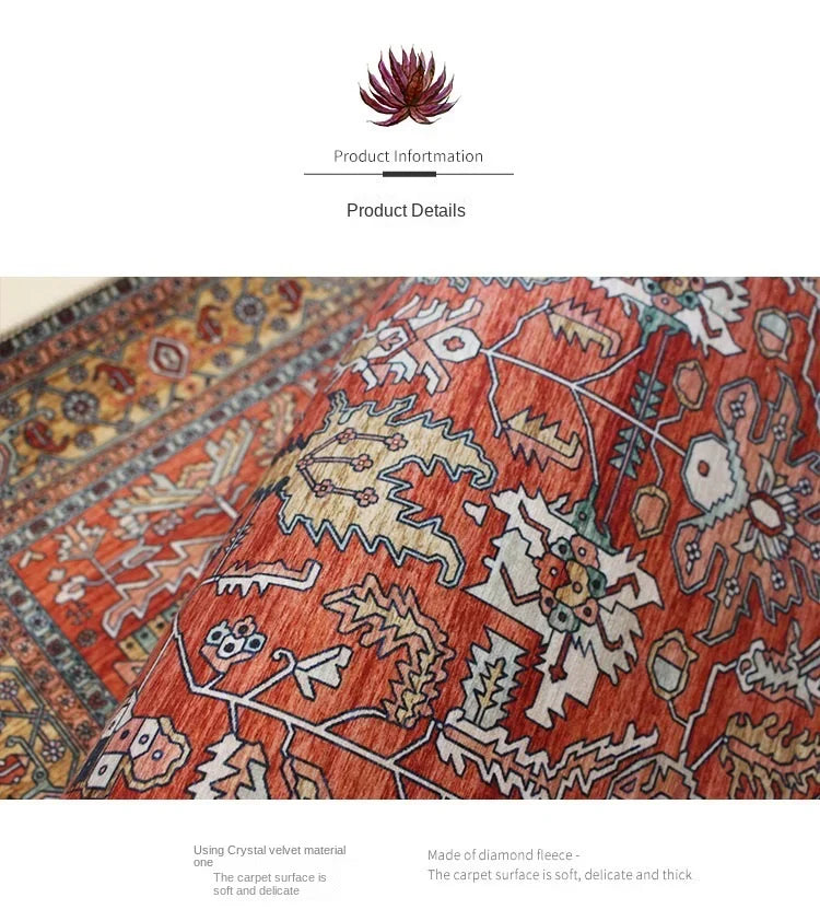 Vikama Crystal round boho living room carpet ethnic style full cover bedroom study floor mat home rocking chair non-slip carpet