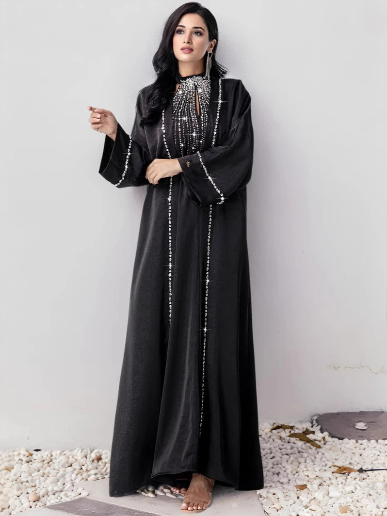 Eid Dress for Women Abaya 2 Piece Set Diamond Party Long Dresses Muslim Caftan Robe Jalabiya Ramadan Dubai Kaftan Vestido Largos
