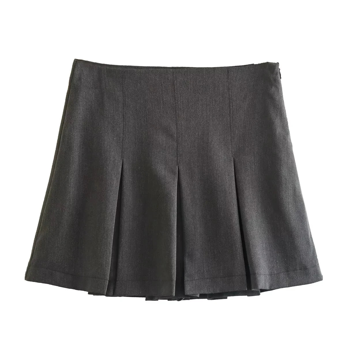 TRAFZA 2025 Spring Summer Women Casual Tierred Mini Skirts Fashion Vintage Solid High Wasit Ruffles Pleated Sexy Shorts Skirts