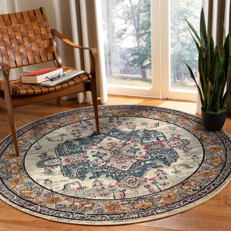 Vikama Crystal round boho living room carpet ethnic style full cover bedroom study floor mat home rocking chair non-slip carpet