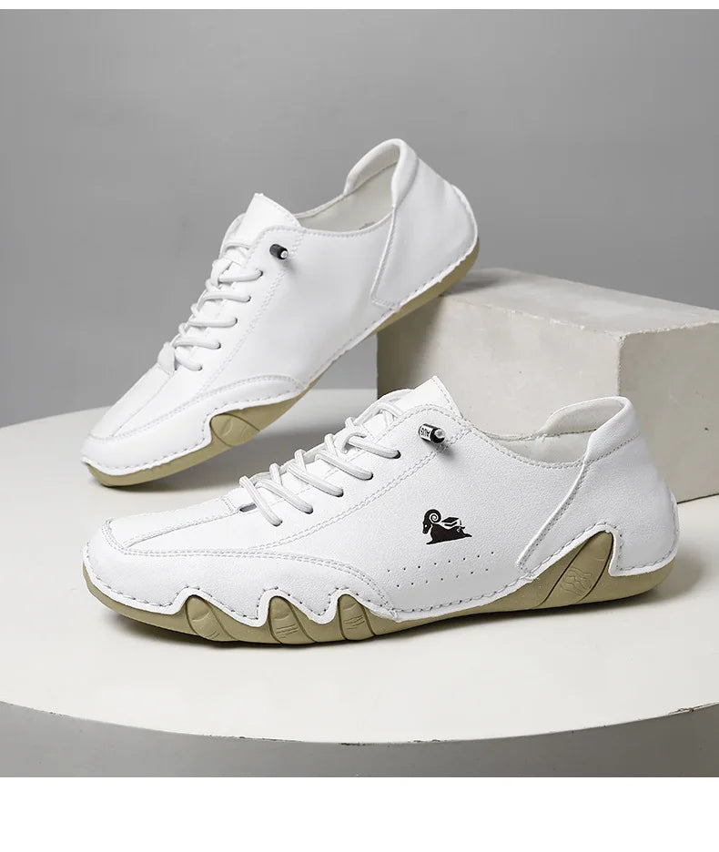 Men Casual Outdoor Fashion Sneakers Soft Leather Sneakers High Top Luxury Men Classic Walking Shoes Winter Motocross Boots 35-50
