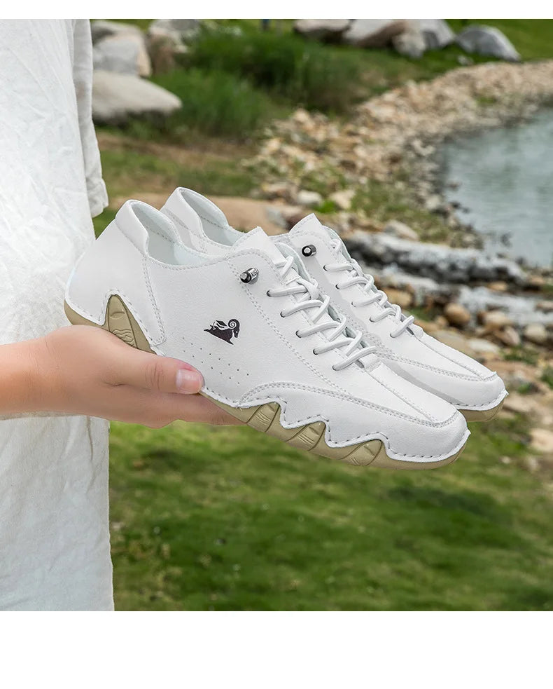 Men Casual Outdoor Fashion Sneakers Soft Leather Sneakers High Top Luxury Men Classic Walking Shoes Winter Motocross Boots 35-50