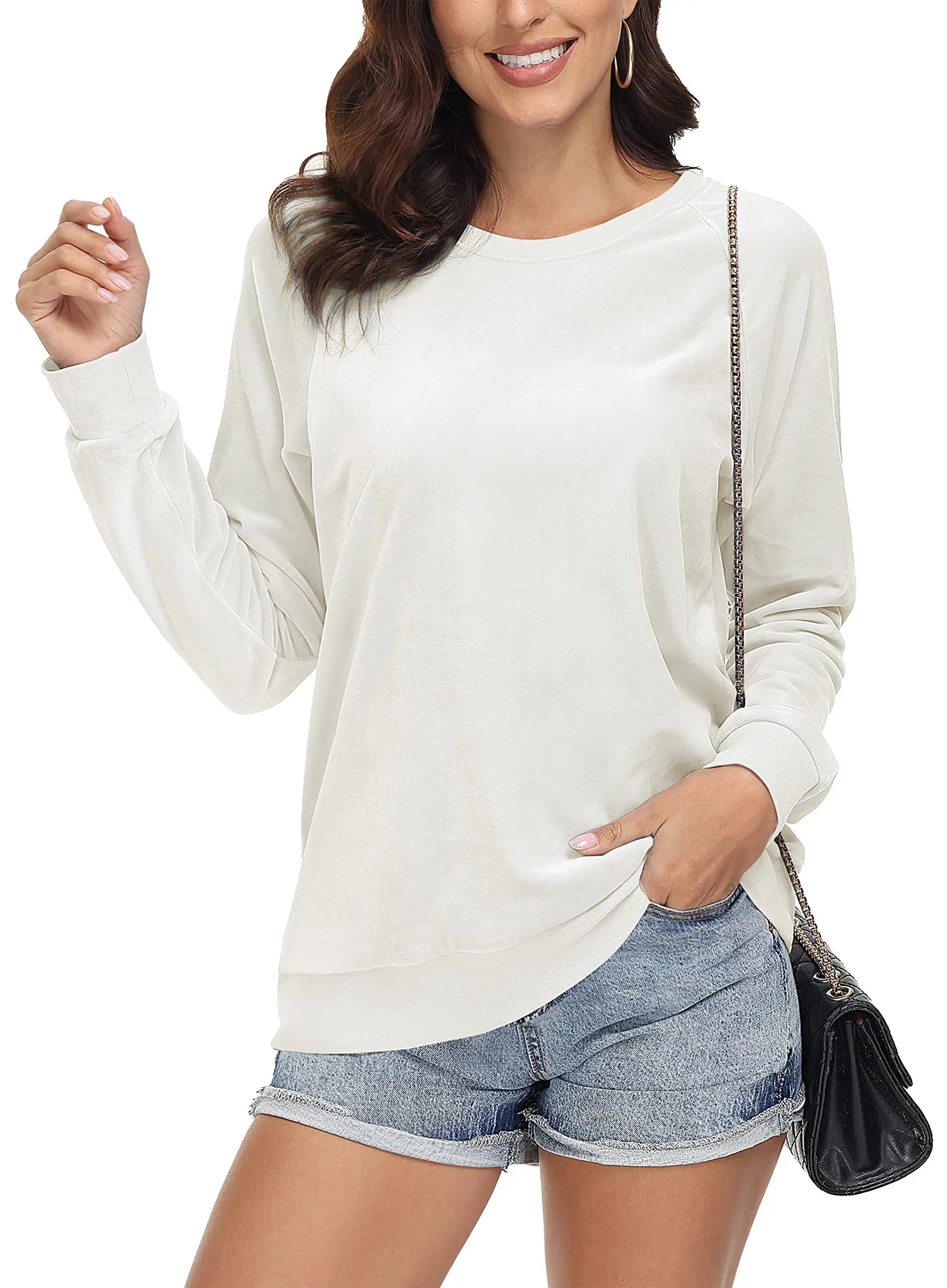 TACVASEN Spring Fashion Crew Neck Pullover Womens Casual Soft Fuzzy Sweatshirts Home Warm Hoodies Sweet Streetwear Sports Tops