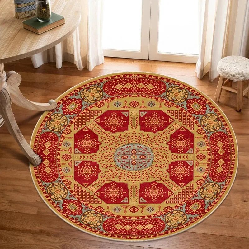 Vikama Crystal round boho living room carpet ethnic style full cover bedroom study floor mat home rocking chair non-slip carpet