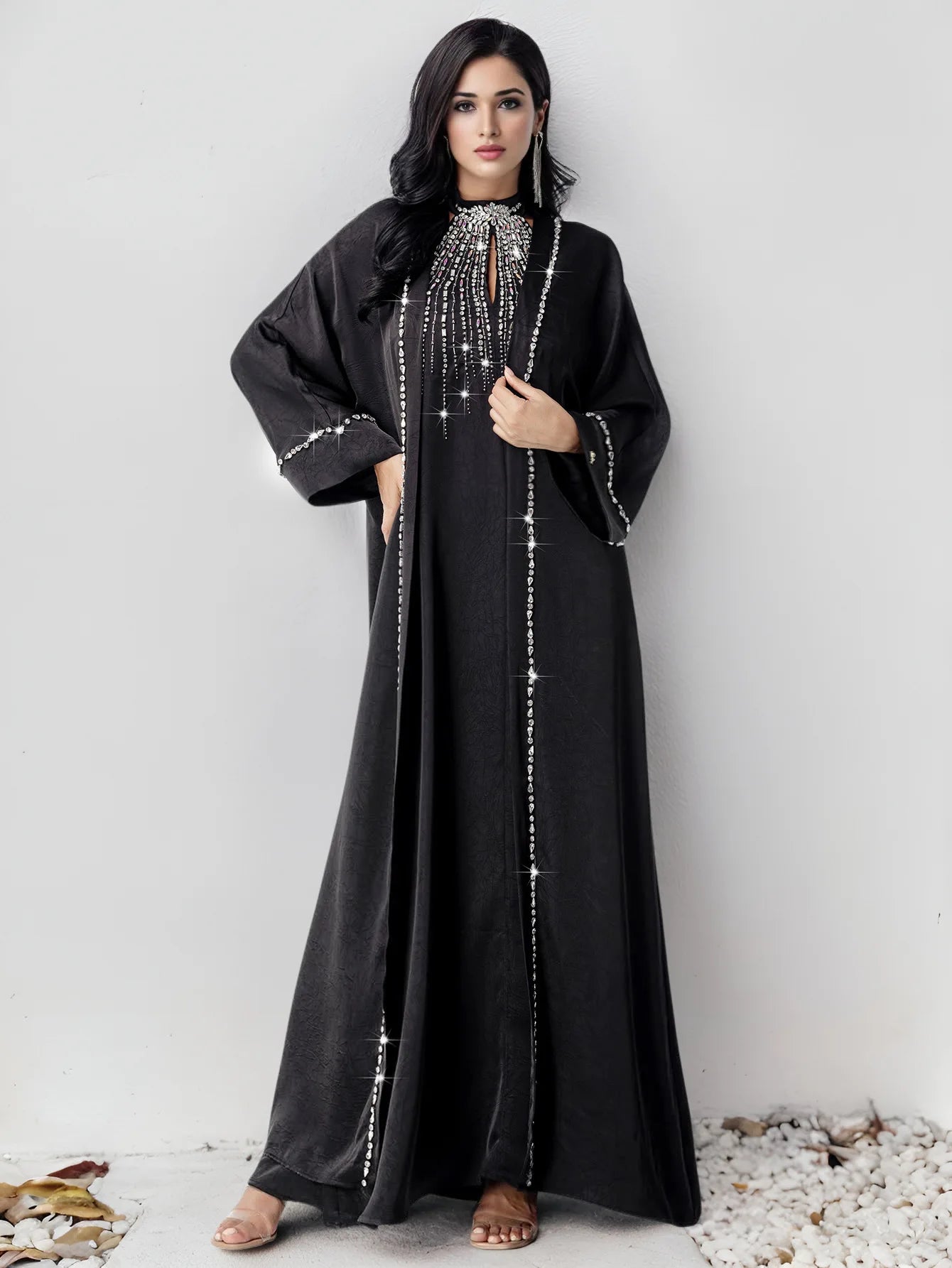 Eid Dress for Women Abaya 2 Piece Set Diamond Party Long Dresses Muslim Caftan Robe Jalabiya Ramadan Dubai Kaftan Vestido Largos
