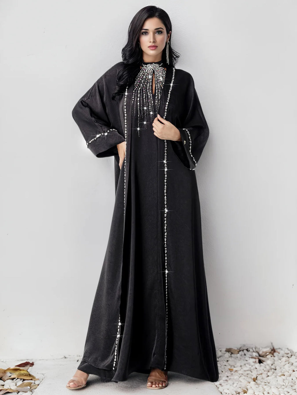 Eid Dress for Women Abaya 2 Piece Set Diamond Party Long Dresses Muslim Caftan Robe Jalabiya Ramadan Dubai Kaftan Vestido Largos