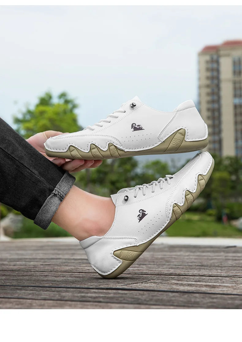 Men Casual Outdoor Fashion Sneakers Soft Leather Sneakers High Top Luxury Men Classic Walking Shoes Winter Motocross Boots 35-50