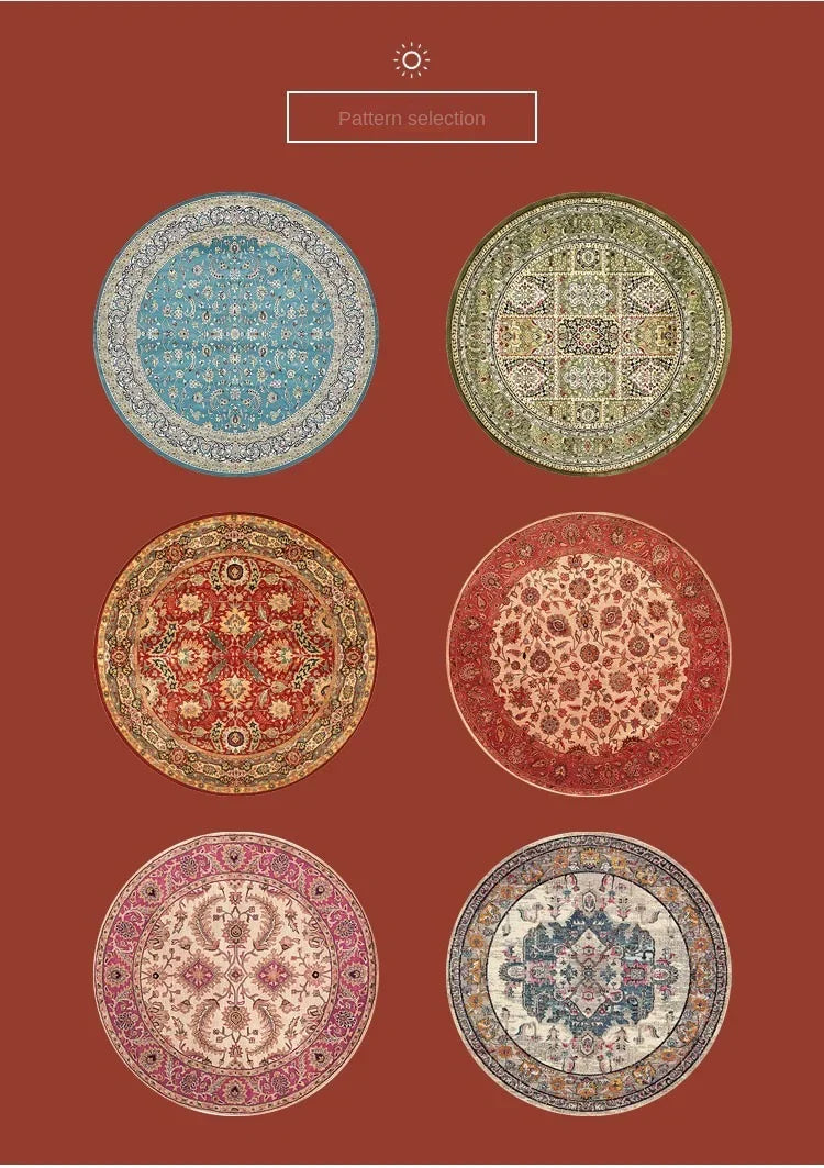 Vikama Crystal round boho living room carpet ethnic style full cover bedroom study floor mat home rocking chair non-slip carpet