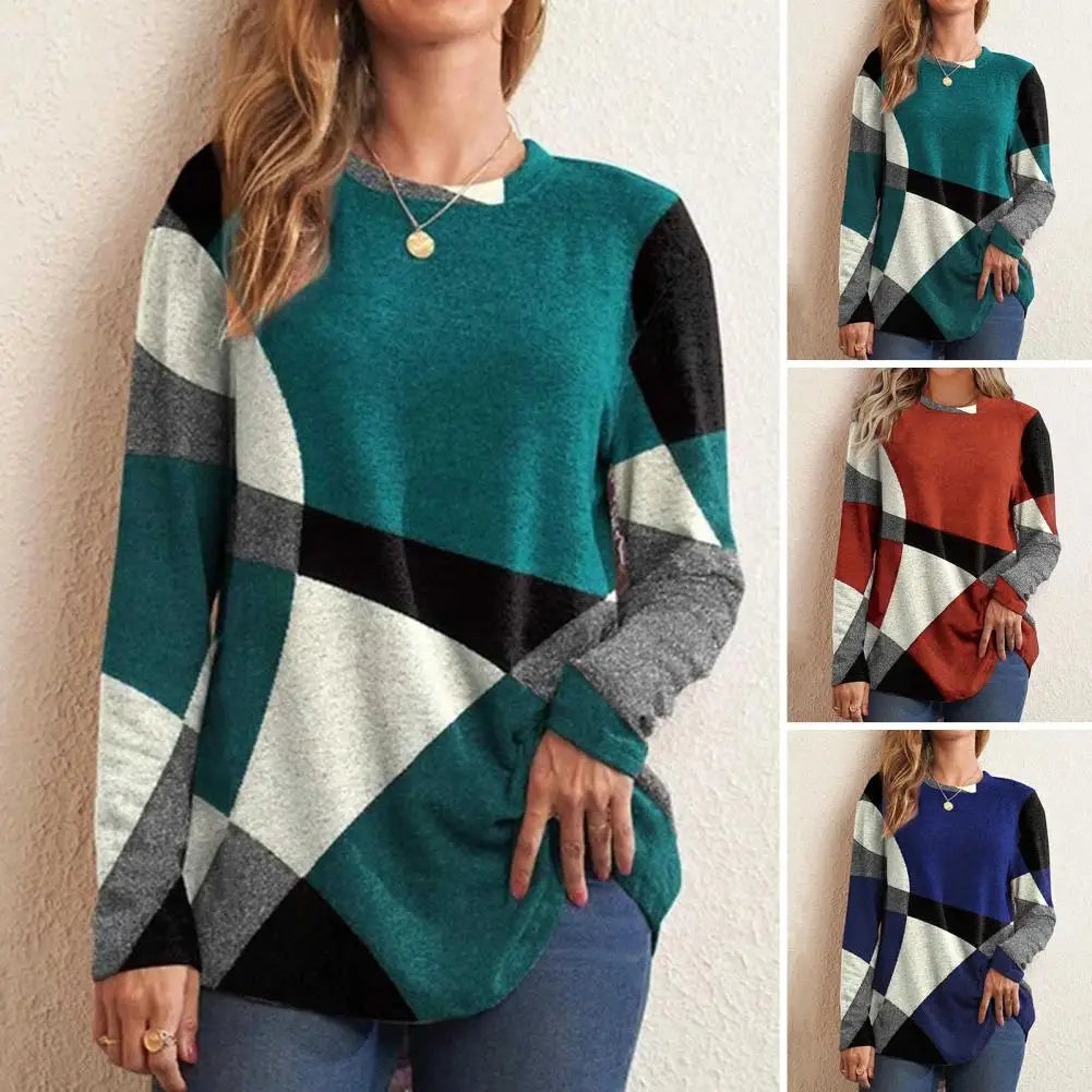 Women‘s Long Sleeve Pocket Tunic Autumn Tops Blouse Shirt Gradient Loose Winter Jumper Pullover Loose Clothes Clothing 2023