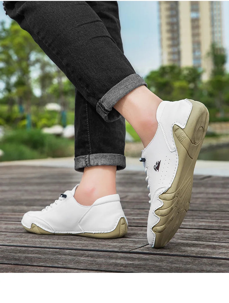 Men Casual Outdoor Fashion Sneakers Soft Leather Sneakers High Top Luxury Men Classic Walking Shoes Winter Motocross Boots 35-50