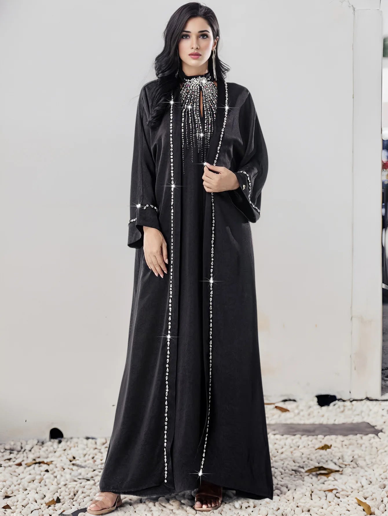 Eid Dress for Women Abaya 2 Piece Set Diamond Party Long Dresses Muslim Caftan Robe Jalabiya Ramadan Dubai Kaftan Vestido Largos