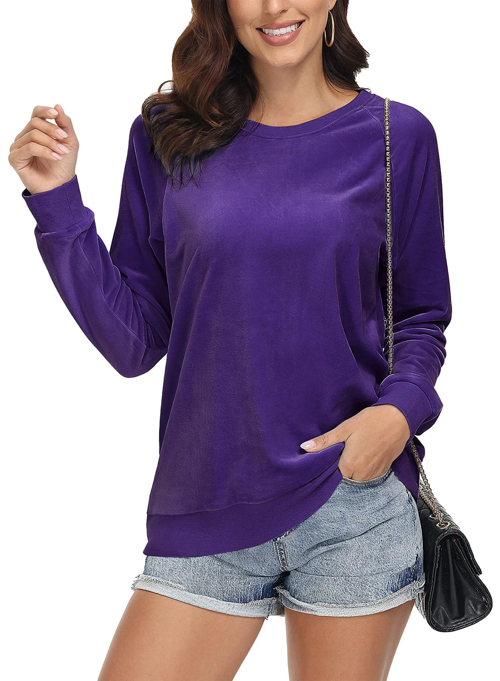 TACVASEN Spring Fashion Crew Neck Pullover Womens Casual Soft Fuzzy Sweatshirts Home Warm Hoodies Sweet Streetwear Sports Tops
