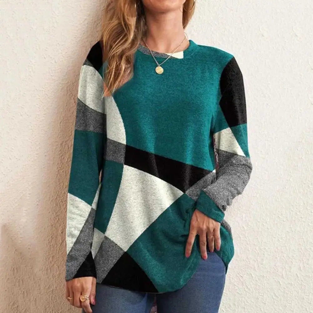 Women‘s Long Sleeve Pocket Tunic Autumn Tops Blouse Shirt Gradient Loose Winter Jumper Pullover Loose Clothes Clothing 2023
