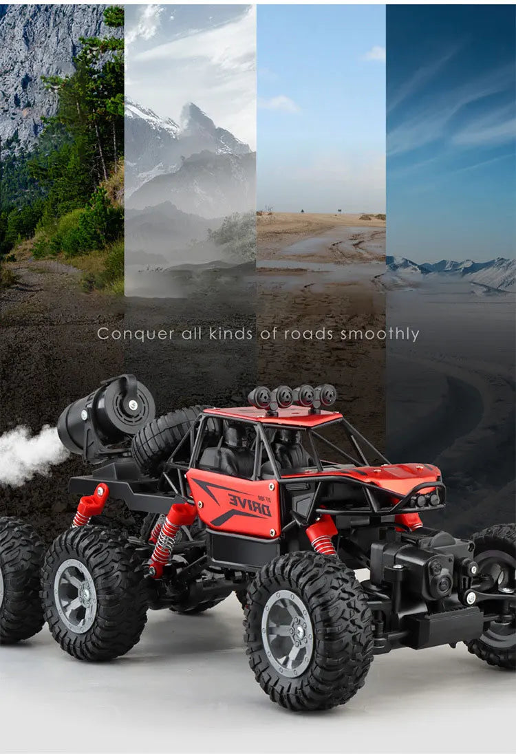 1: 18 Six Wheel Drive RC CAR Cross-country Climbing Spray Racing Car Remote Control Electric Car Fall Resistant Boy Toy Gift