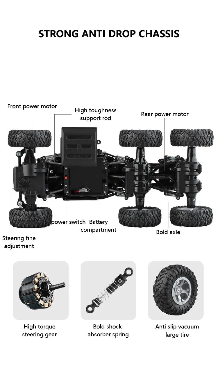 1: 18 Six Wheel Drive RC CAR Cross-country Climbing Spray Racing Car Remote Control Electric Car Fall Resistant Boy Toy Gift