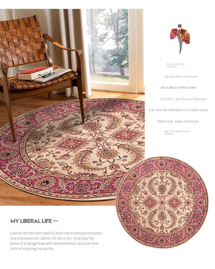 Vikama Crystal round boho living room carpet ethnic style full cover bedroom study floor mat home rocking chair non-slip carpet