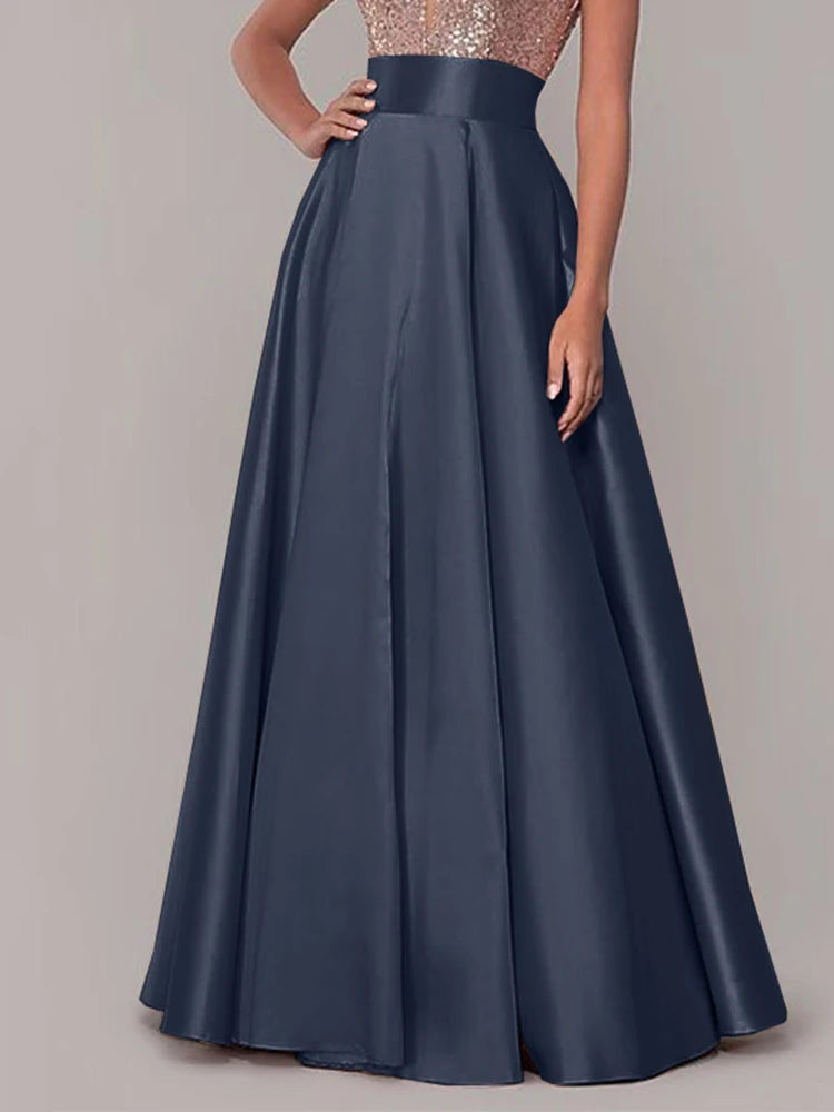 ZANZEA Summer Women Maxi Long Skirts Casual High Waist A-line Party Sundress Work OL Maxi Vestidos Satin Skirts Jupe Faldas Saia
