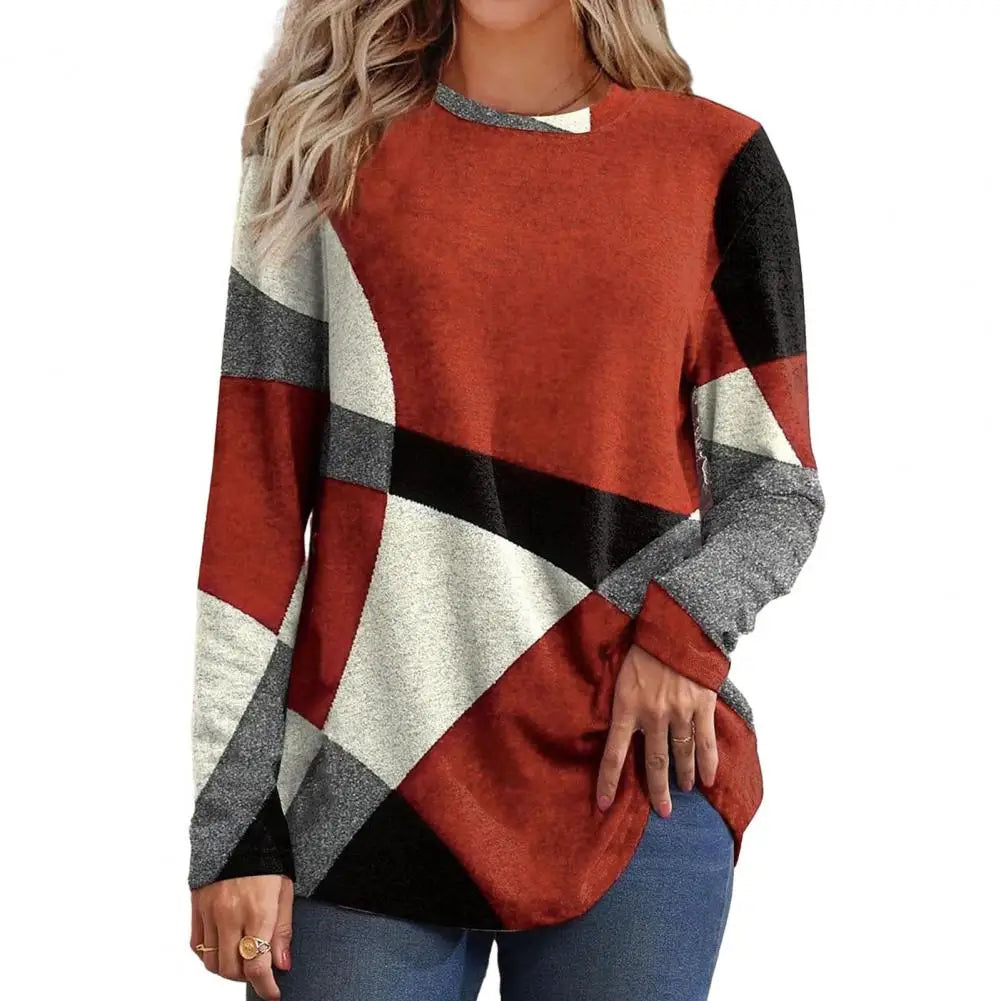 Women‘s Long Sleeve Pocket Tunic Autumn Tops Blouse Shirt Gradient Loose Winter Jumper Pullover Loose Clothes Clothing 2023