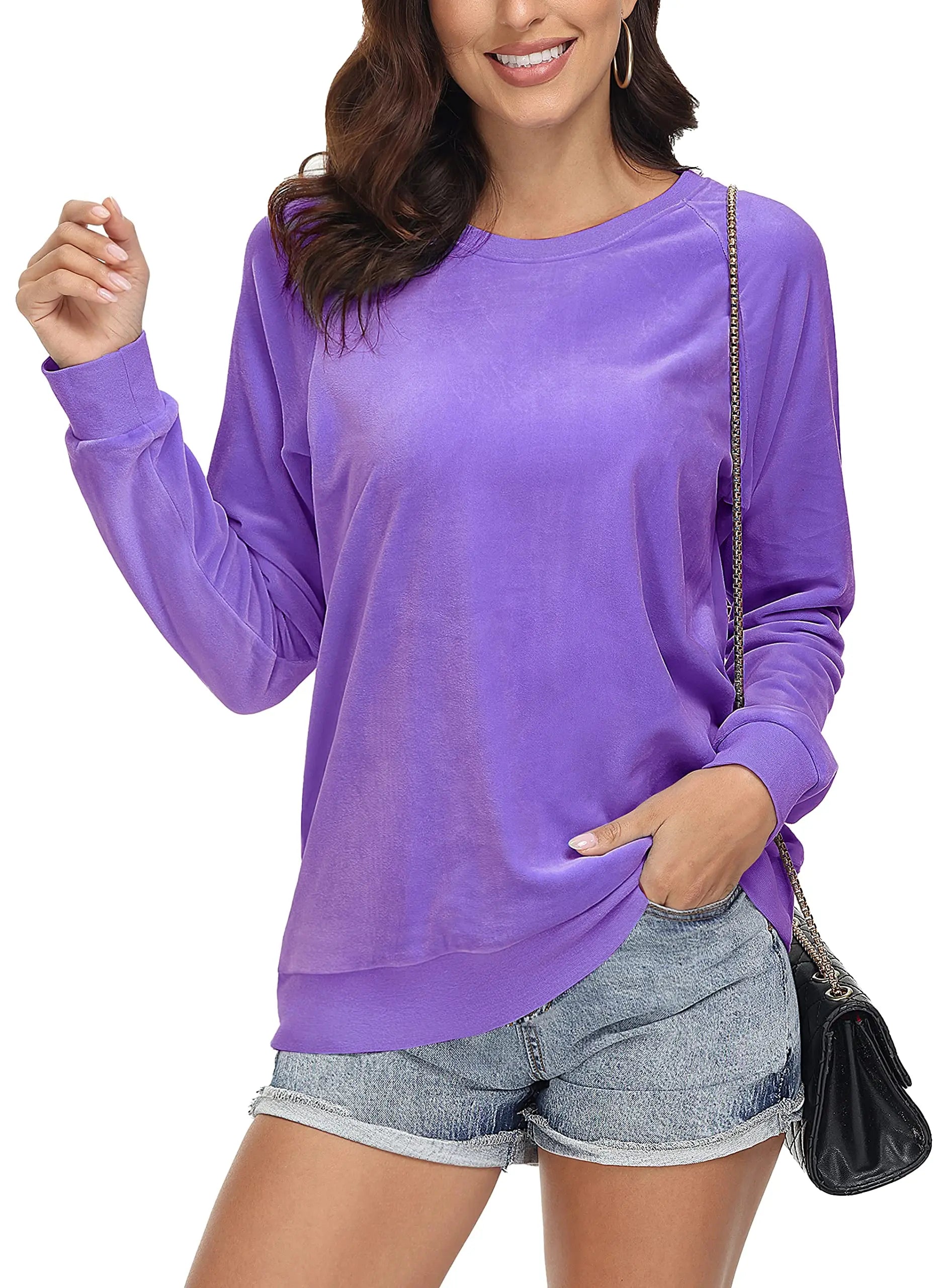 TACVASEN Spring Fashion Crew Neck Pullover Womens Casual Soft Fuzzy Sweatshirts Home Warm Hoodies Sweet Streetwear Sports Tops