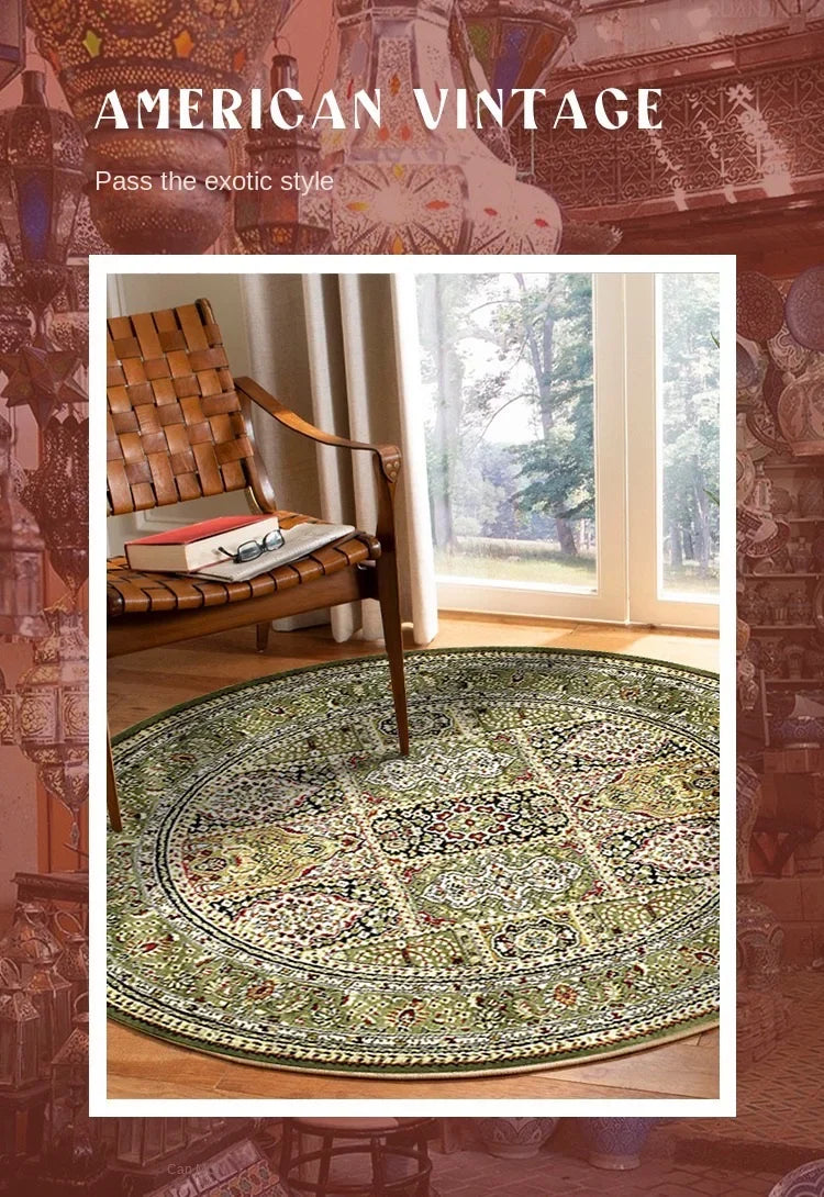 Vikama Crystal round boho living room carpet ethnic style full cover bedroom study floor mat home rocking chair non-slip carpet
