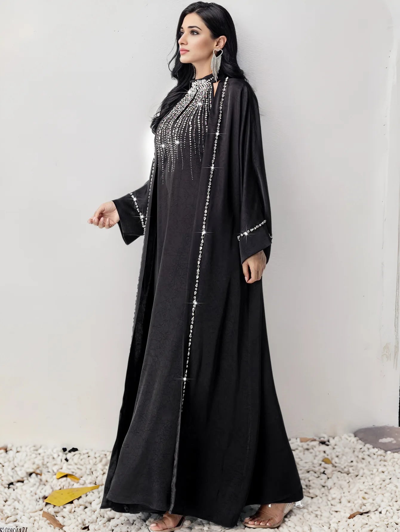 Eid Dress for Women Abaya 2 Piece Set Diamond Party Long Dresses Muslim Caftan Robe Jalabiya Ramadan Dubai Kaftan Vestido Largos