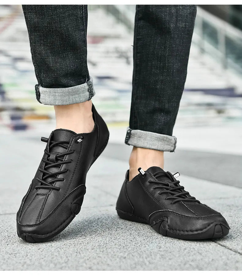 Men Casual Outdoor Fashion Sneakers Soft Leather Sneakers High Top Luxury Men Classic Walking Shoes Winter Motocross Boots 35-50