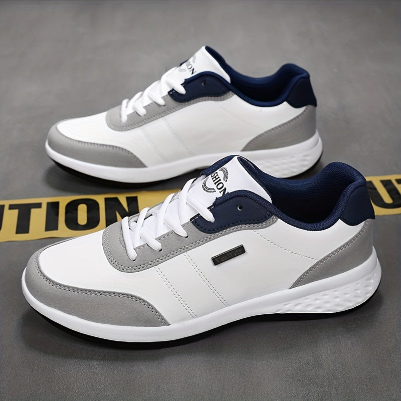 VanWeir Men'S Lightweight Running Shoes - Navy Blue & White, Stability Lace-Up Sneakers with MD/TPR Sole, Breathable Fabric Lining for Outdoor Sports, Hiking & Casual Wear, Hiking Footwear, Modern Sneakers, Secure Fit Footwea