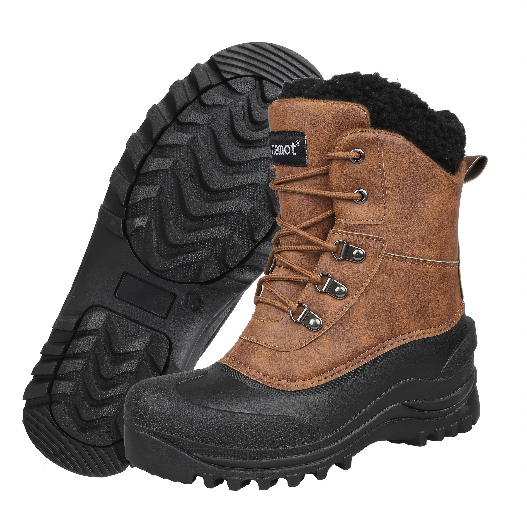 [Popular Choice] Riemot Men's High Quality Snow Boots - Durable, Non-Slip Traction Sole for Hiking, Trekking & Gardening - Warm Fleece Lined Ankle Support, Lace-Up Closure- Versatile All-Season Outdoor Footwear