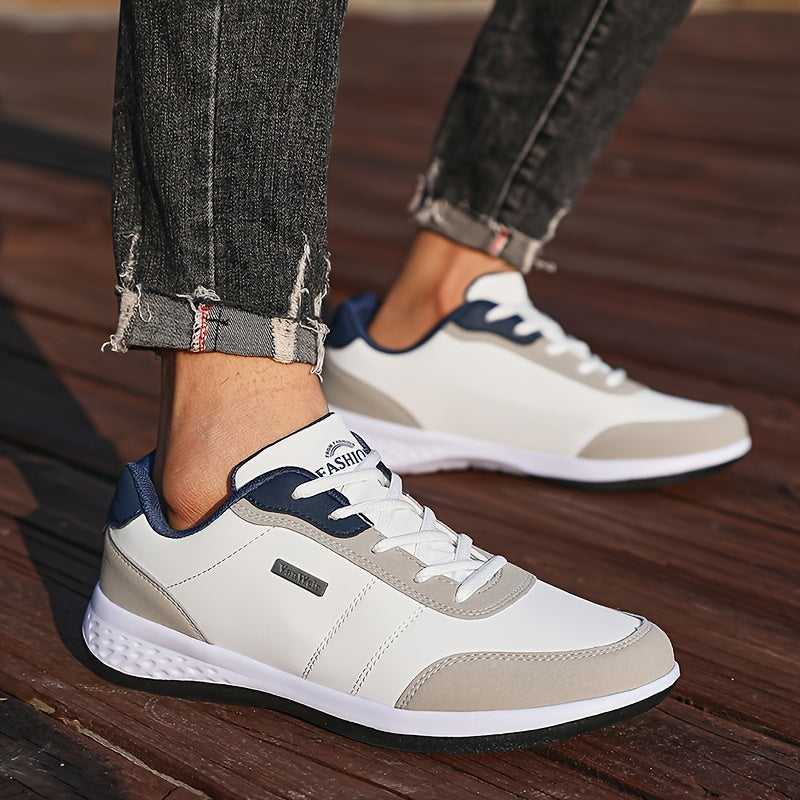 VanWeir Men'S Lightweight Running Shoes - Navy Blue & White, Stability Lace-Up Sneakers with MD/TPR Sole, Breathable Fabric Lining for Outdoor Sports, Hiking & Casual Wear, Hiking Footwear, Modern Sneakers, Secure Fit Footwea