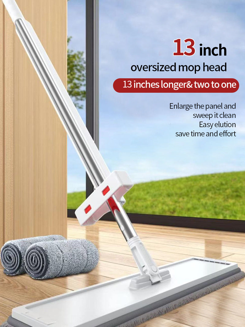 59inch Hands-Free Flat Mop Set - Effortless Cleaning for Lazy Days - 3 Microfiber Pads, Super Absorbent, Dry & Wet Dual-Use - Hassle-Free Maintenance